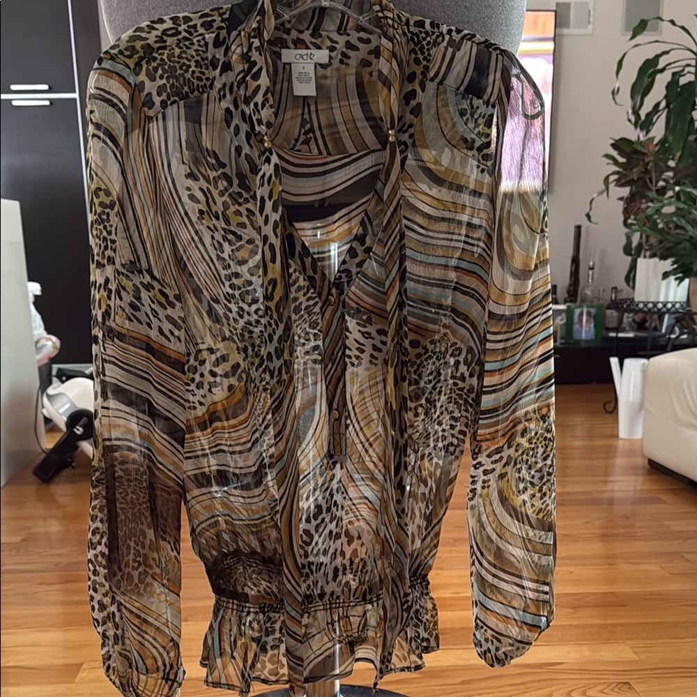 Animal print Silk Sheer Blouse by CACHE
